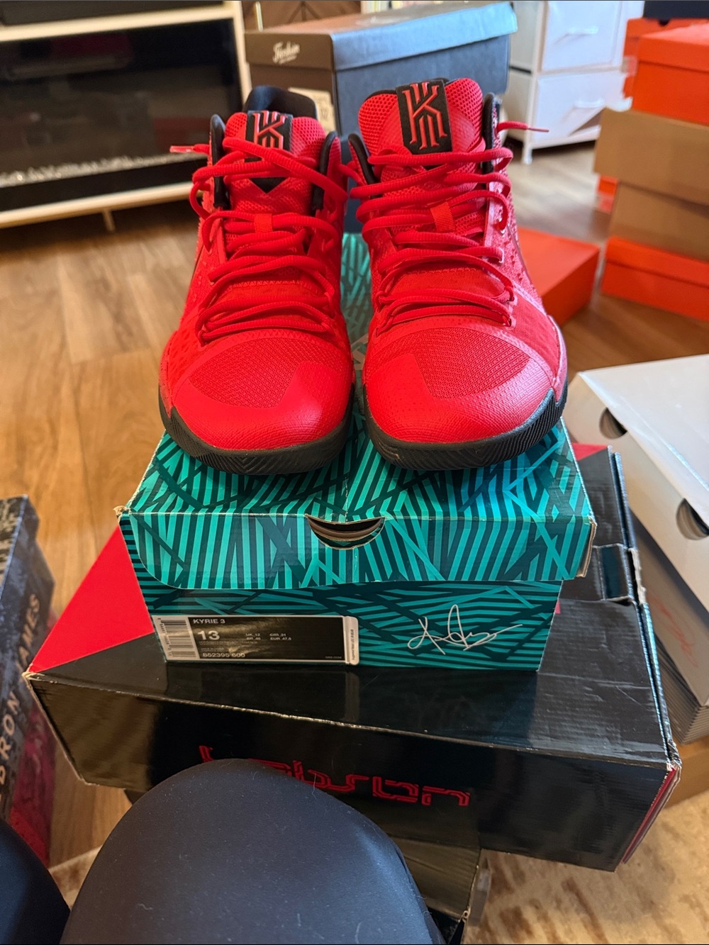 Nike Red Low-Top Basketball Sneakers with Black Accents